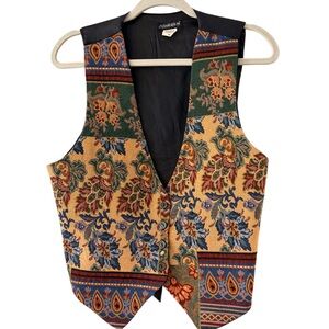 Vintage tapestry vest eclectic grandpa floral